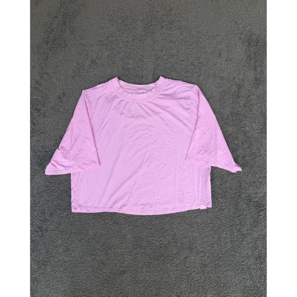 JoyLab Pink Cropped Activewear T-Shirt Relaxed Fit Elbow Sleeve Size XS